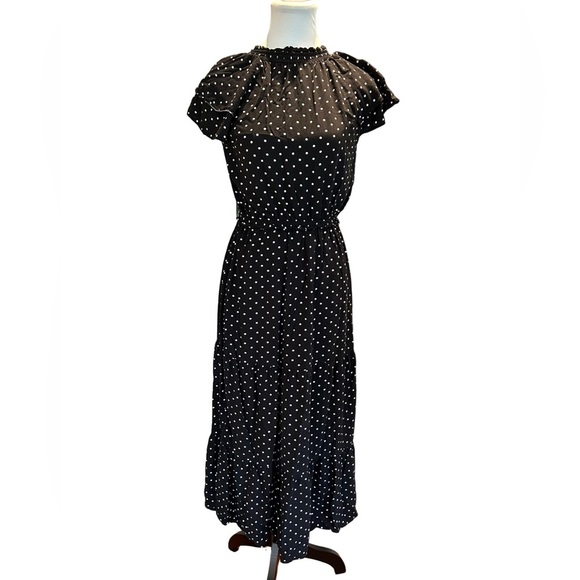 Waist-Defined Ruffle-Sleeve Dress by Old Navy Size Small - Black & White Dots 🖤🤍 - Picture 5 of 10